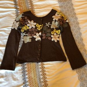 Anthropologie Embroidered Wool Sweater, Sz S